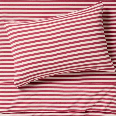 Crate & Barrel Comfy Tee Red Stripe 100% Organic Cotton Jersey Kids Twin Sheet Set