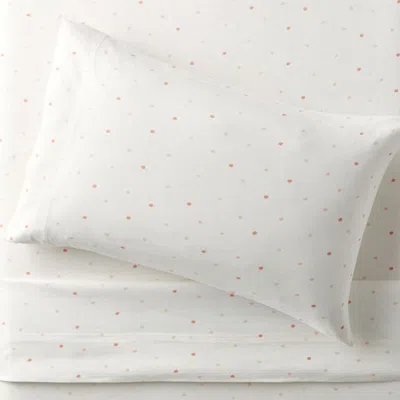 Crate & Barrel Comfy Tee Warm Multicolor Dot 100% Organic Cotton Jersey Kids Twin Sheet Set