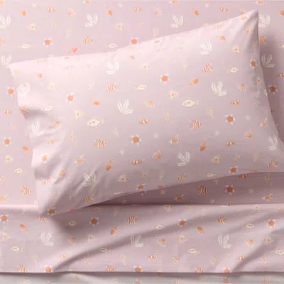 Crate & Barrel Coral Reef Dreams 100% Organic Cotton Kids Twin Sheet Set In Pink
