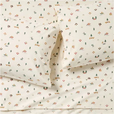 Crate & Barrel Cozy Camper 100% Organic Cotton Percale Kids Queen Sheet Set In White