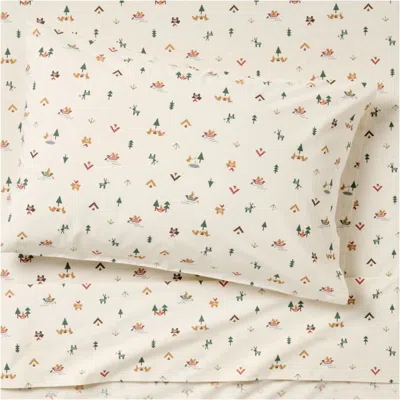 Crate & Barrel Cozy Camper 100% Organic Cotton Percale Kids Twin Sheet Set In Multi