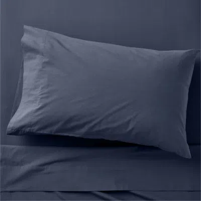 Crate & Barrel Cozy Cloud Deep Indigo Washed Organic Cotton Kids Twin Sheet Set In Blue