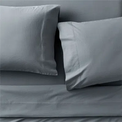 Crate & Barrel Cozy Cloud Slate Blue 100% Organic Cotton Kids Queen Sheet Set