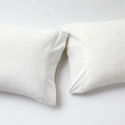 Crate & Barrel Cozysoft Organic Cotton Jersey Heathered Ivory King Pillowcases, Set Of 2 In White