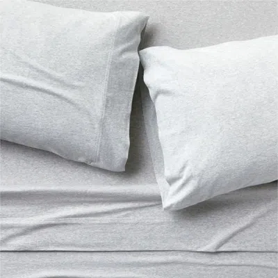 Crate & Barrel Cozysoft Organic Cotton Jersey Light Grey Full Bed Sheet Set In Gray