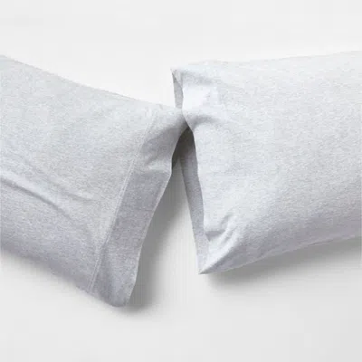 Crate & Barrel Cozysoft Organic Cotton Jersey Light Grey Standard Pillowcases, Set Of 2 In Gray