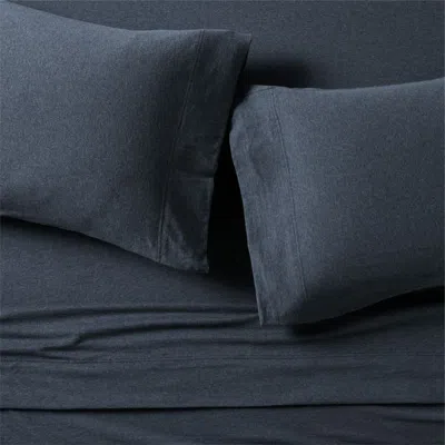 Crate & Barrel Cozysoft Organic Cotton Jersey Midnight Navy Blue Full Bed Sheet Set