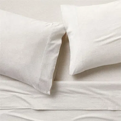 Crate & Barrel Cozysoft Organic Cotton Jersey Oatmeal Brown King Bed Sheet Set In White