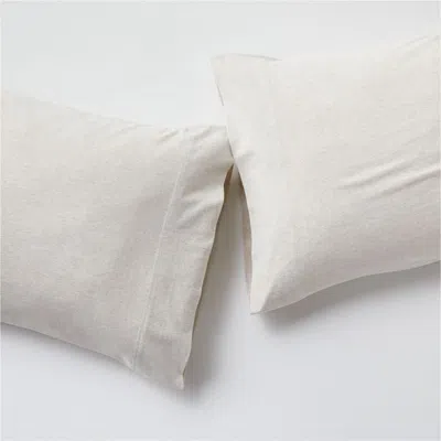 Crate & Barrel Cozysoft Organic Cotton Jersey Oatmeal Brown King Pillowcases, Set Of 2 In Neutral