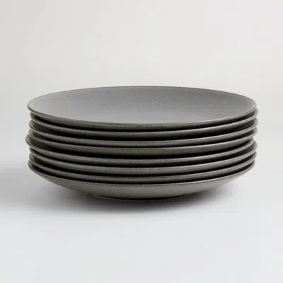 Crate & Barrel Craft Charcoal Grey Stoneware Coupe Dinner Plates, Set Of 8 In Gray