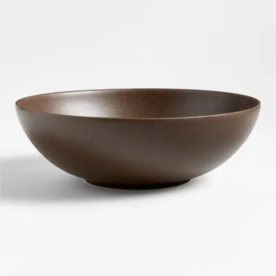Crate & Barrel Craft Espresso Stoneware Serving Bowl In Brown