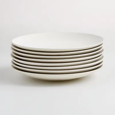 Crate & Barrel Craft Linen Cream Coupe Dinner Plates, Set Of 8 In White