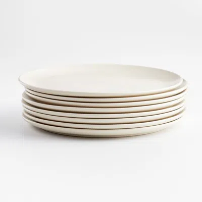 Crate & Barrel Craft Linen Cream Flat Dinner Plate, Set Of 8 In White