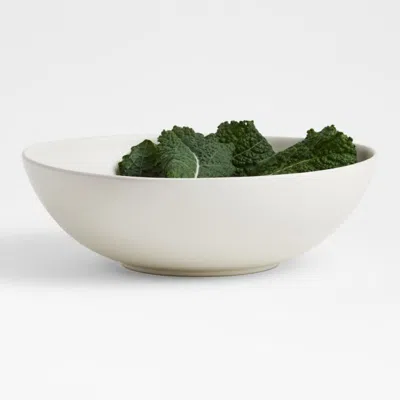Crate & Barrel Craft Linen Cream Large Stoneware Serving Bowl In White