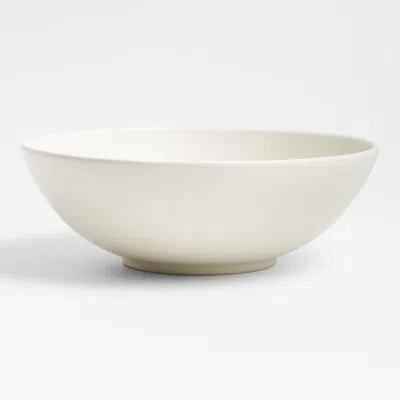 Crate & Barrel Craft Linen Cream Medium Stoneware Serving Bowl In White