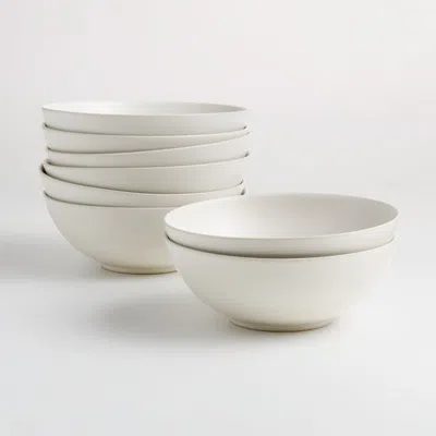Crate & Barrel Craft Linen Cream Stoneware Bowl, Set Of 8 In White