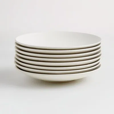 Crate & Barrel Craft Linen Cream Stoneware Coupe Salad Plates, Set Of 8 In White