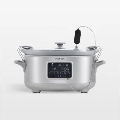 Crate & Barrel Crock-pot Programmable 7-qt. Cook & Carry Slow Cooker With Sous Vide In Stainless Steel In Silver