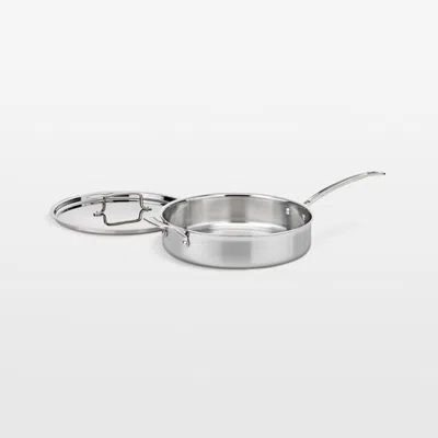 Crate & Barrel Cuisinart ® Multi-clad Pro Tri-ply Stainless Steel 5.5-qt. Saute Pan With Helper Handle And Lid In Silver