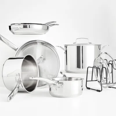 Crate & Barrel Cuisinart ® Smartnest ™ 11-piece Stainless Steel Cookware Set In Silver