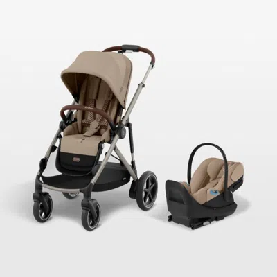 Crate & Barrel Cybex Egazelle S Almond Beige With Taupe Frame Baby Stroller + Cloud G Pro Travel System In Neutral