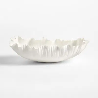 Crate & Barrel Deckled Edge White Porcelain Decorative Bowl