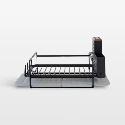 Crate & Barrel Dorai Home Dish Rack With Drying Stone In Basalt In Black