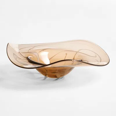 Crate & Barrel Elsa Asymmetrical Glass Decorative Bowl By Laura Harrier And Tiffany Howell In Brown