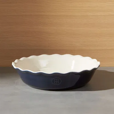 Crate & Barrel Emile Henry Modern Classic Twilight Blue Pie Dish In Black