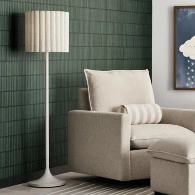 Crate & Barrel Emme Pleated Linen Kids Floor Lamp In White