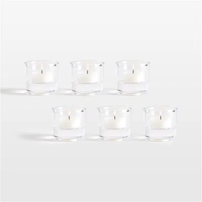 Crate & Barrel Essential Modern Tall Glass Tealight Candle Holder, Set Of 6 In White