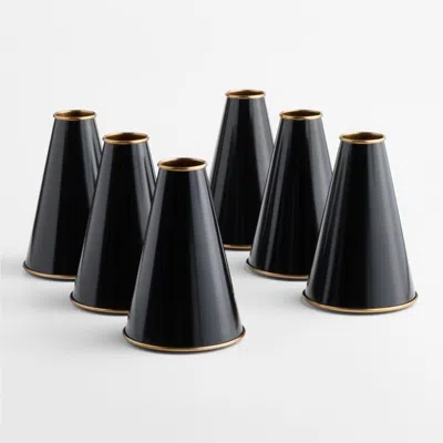 Crate & Barrel Everton Black Metal Chandelier Shades Set Of 6