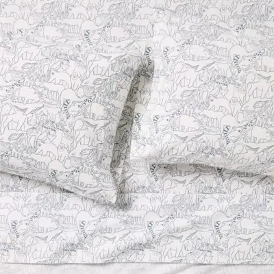 Crate & Barrel Explorer Animals 100% Organic Cotton Kids Full Sheet Set In Multi