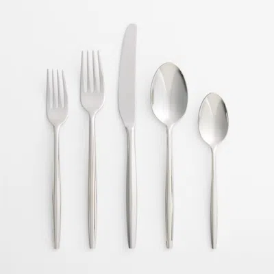 Crate & Barrel Facet Mirror 20-piece Flatware Set In Silver