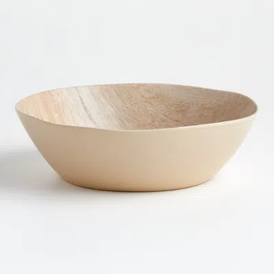 Crate & Barrel Faux Bois Melamine Serving Bowl In Brown