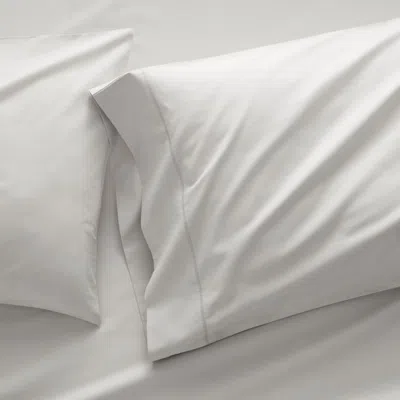 Crate & Barrel Favorite Organic Cotton Percale Dove Grey King Pillowcases, Set Of 2 In White