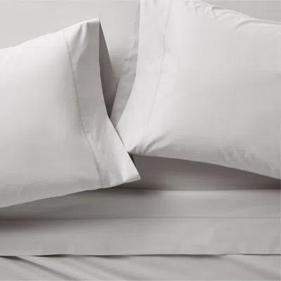 Crate & Barrel Favorite Organic Cotton Percale Dove Grey Queen Bed Sheet Set In Gray
