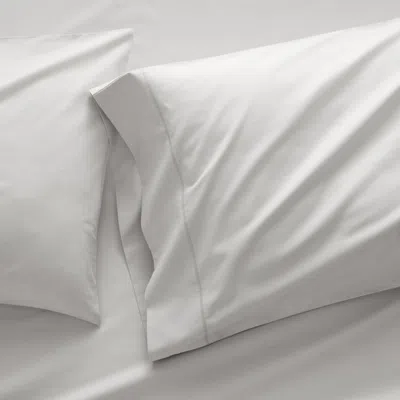 Crate & Barrel Favorite Organic Cotton Percale Dove Grey Standard Pillowcases, Set Of 2 In White