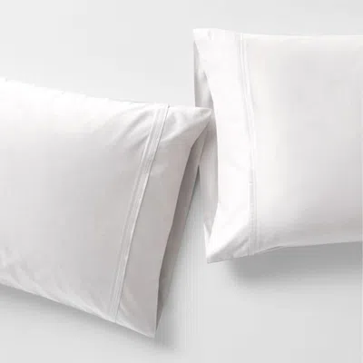 Crate & Barrel Favorite Organic Cotton Sateen White King Pillowcases, Set Of 2