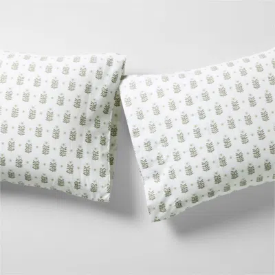 Crate & Barrel Favorite Washed Organic Cotton Floral Stem Standard Pillowcases, Set Of 2 In Multi