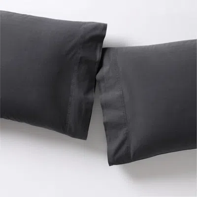 Crate & Barrel Favorite Washed Organic Cotton Midnight Navy Blue King Pillowcases, Set Of 2