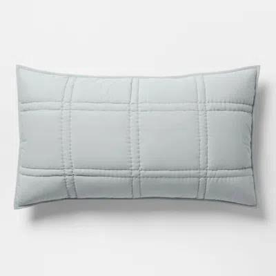 Crate & Barrel Favorite Washed Organic Cotton Percale Mist Blue King Comforter Bed Pillow Sham