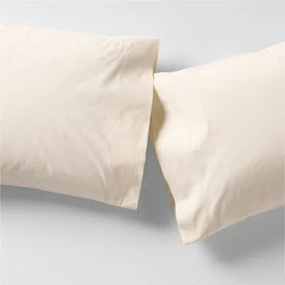 Crate & Barrel Favorite Washed Organic Cotton Undyed King Pillowcases, Set Of 2 In White