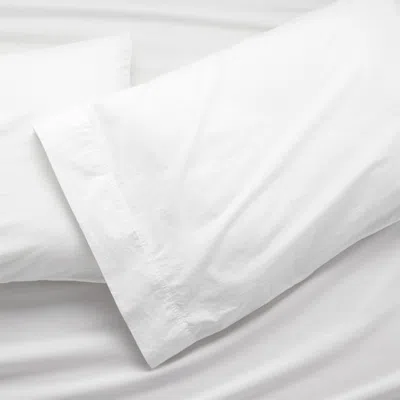 Crate & Barrel Favorite Washed Organic Cotton White King Pillowcases, Set Of 2