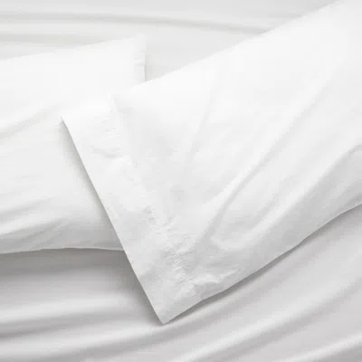 Crate & Barrel Favorite Washed Organic Cotton White Standard Pillowcases, Set Of 2