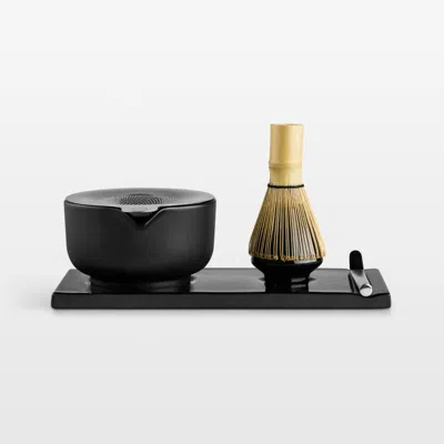 Crate & Barrel Fellow Matcha Black Bowl & Bamboo Whisk Set
