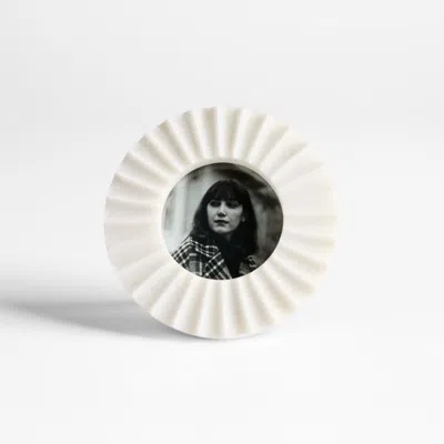 Crate & Barrel Fluted White Marble 3" Round Picture Frame