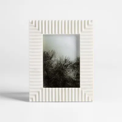 Crate & Barrel Fluted White Marble 5x7 Picture Frame