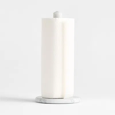 Crate & Barrel French Kitchen Marble Paper Towel Holder In White