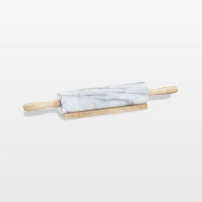 Crate & Barrel French Kitchen Marble Rolling Pin With Stand In Neutral